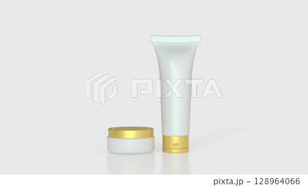The Mock up package on white background  for Beauty or Advertising concept 3d Rendering. 128964066