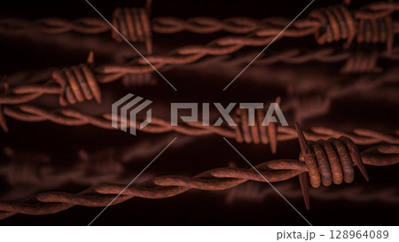 The Barbed wire Rusty for Abstract Background 3d Rendering. The Barbed wire Rusty for Abstract Background 3d Rendering. 128964089