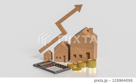The House and Arrow up for Business concept 3d Rendering. The House and Arrow up for Business concept 3d Rendering. 128964098
