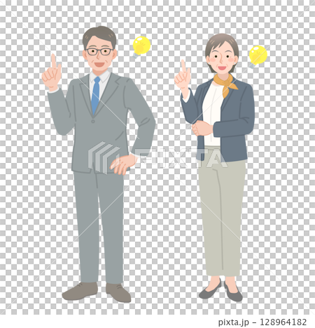 アイデアをひらめく中年ビジネスマンの男女 128964182