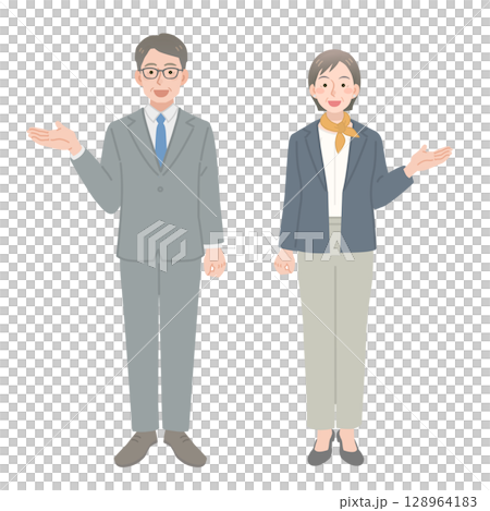 中年商人和婦女指路 128964183