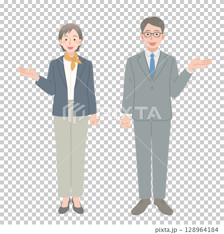 中年商人和婦女指路 128964184