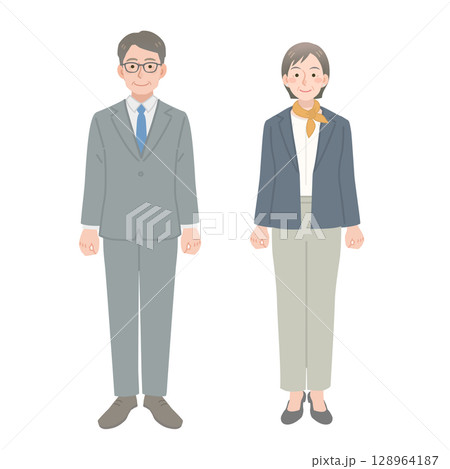 スーツを着た中年の男女 128964187