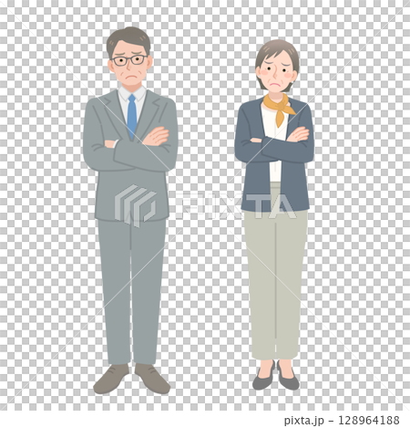 憂心忡忡的中年商人和婦女 128964188