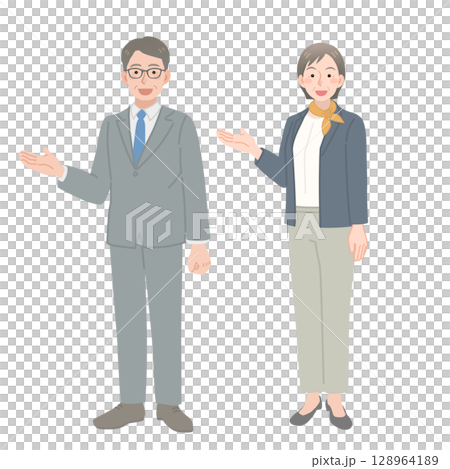 中年商人和婦女指路 128964189