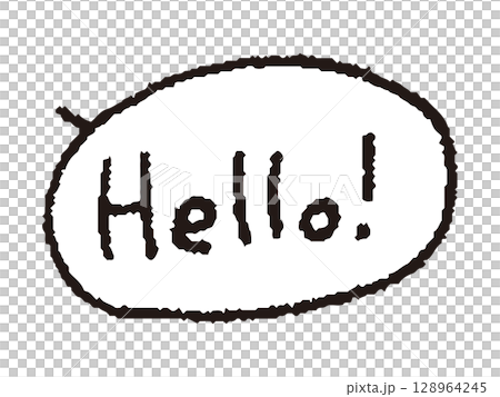 Speech bubble and handwritten Hello Speech bubble and handwritten Hello 128964245