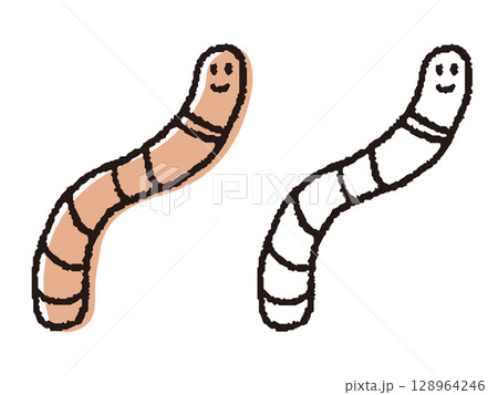 手描きのミミズ 手描きのミミズ 128964246
