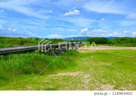 流れ橋　上津屋橋　八幡市 128964402