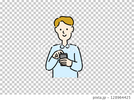 スマホを操作する男性 128964425