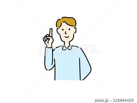 数字の1をする男性 128964429