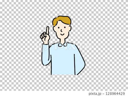 数字の1をする男性 128964429