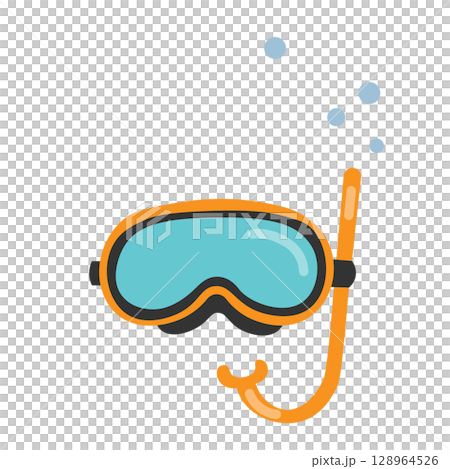 Illustration of underwater goggles with a snorkel Illustration of underwater goggles with a snorkel 128964526