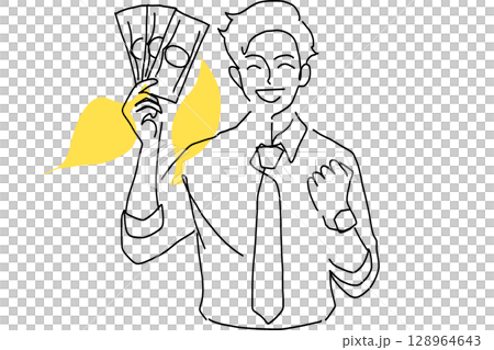 A man who is happy to make money from investment A man who is happy to make money from investment 128964643