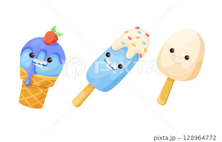 An adorable and delightful collection of cute cartoonstyle ice cream desserts for everyone 128964772