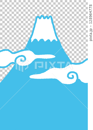 Simple and cute hand-drawn Mt. Fuji New Year's card template New Year's material Simple and cute hand-drawn Mt. Fuji New Year's card template New Year's material 128964778
