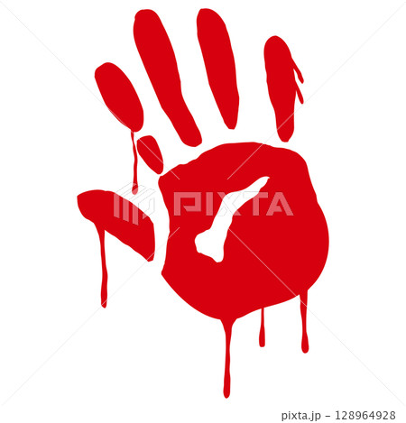 血が滴る手形のイラスト 128964928
