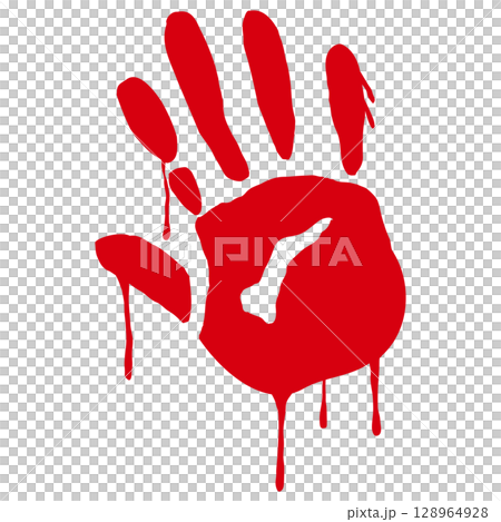 血が滴る手形のイラスト 128964928