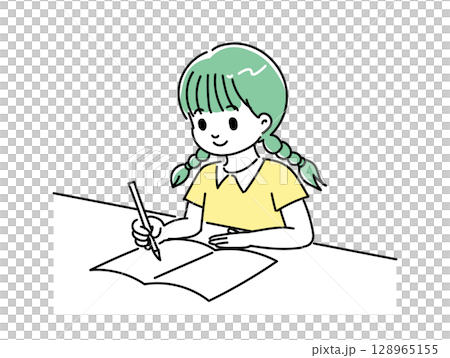 學習的女孩的插圖 學習的女孩的插圖 128965155