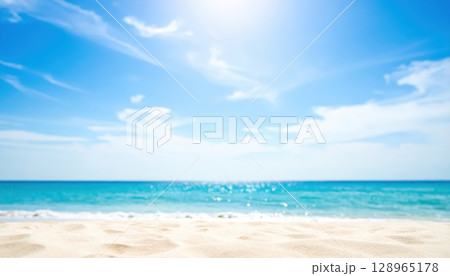 《AI画像》青空と青い海と白い砂浜 128965178