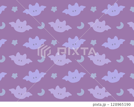 ぱたぱたコウモリパターン　4:3 紫 128965190