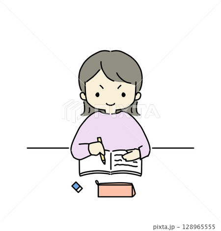 勉強をする女性 128965555
