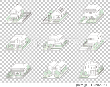 建築物的3D插圖。線條畫。 建築物的3D插圖。線條畫。 128965934