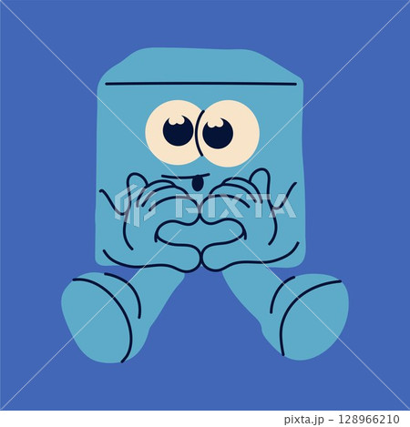 Cute Ice Cube Character Making a Heart with Hands Cute Ice Cube Character Making a Heart with Hands 128966210