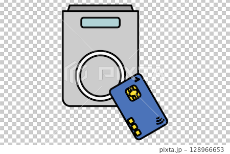 Simple line icon of cashless payment by touching a credit card 128966653