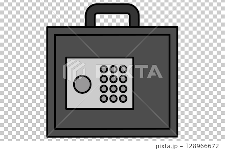 手提げ金庫（テンキ―錠）のシンプルな線画アイコン 128966672