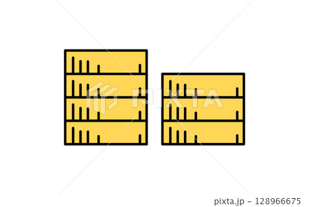 重ねられたコインのシンプルな線画アイコン 128966675