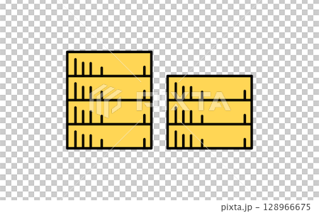 重ねられたコインのシンプルな線画アイコン 128966675