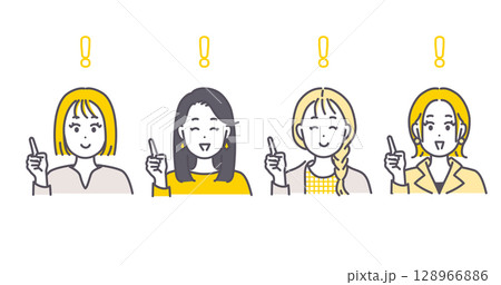 指差しをする女性のイラスト素材 128966886