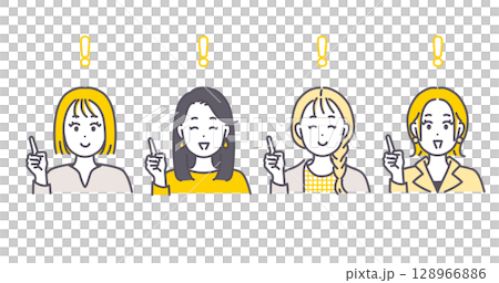 一位女士指著的插畫素材 128966886