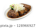 Braised Pork belly on top with Spring onion 128966927