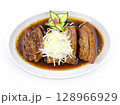 Braised Pork belly on top with Spring onion 128966929