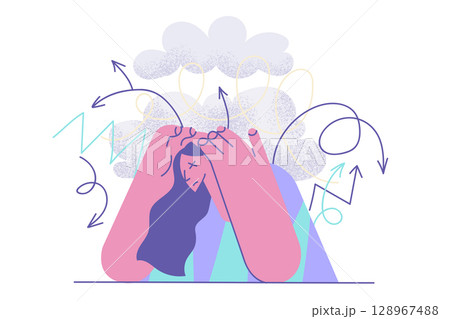 Stress, headache, migraine concept Stress, headache, migraine concept 128967488