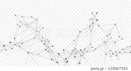 Abstract tech network connection dots. Digital technology and big data analysis background. White background with plexus lines. Geometric background with abstract mesh 128967593