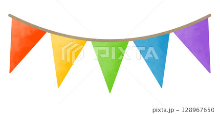 レインボーカラーのガーランド レインボーカラーのガーランド 128967650