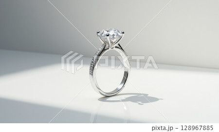 gold ring with diamond isolated 128967885
