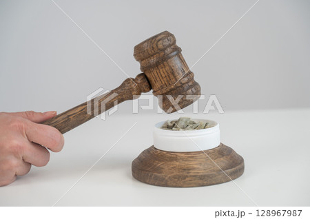 Judge Bangs Gavel. Chewing Tobacco Ban. Judge Bangs Gavel. Chewing Tobacco Ban. 128967987