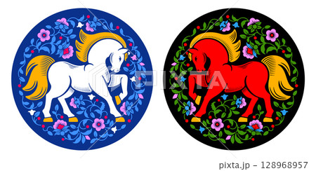 Circle Labels For Chinese New Year Of The Horse Circle Labels For Chinese New Year Of The Horse 128968957