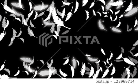 白い鳥の羽がふわふわと舞う（16:9）3 128969714