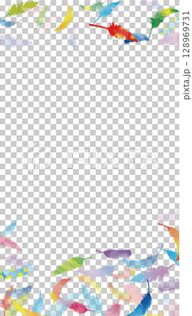 手繪水彩彩色羽毛飄揚（16：9）直式4 128969731