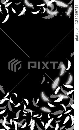 白い鳥の羽がふわふわと舞う(16:9)縦2 白い鳥の羽がふわふわと舞う(16:9)縦2 128969735