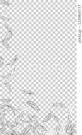 Frame with hand-drawn line drawing feathers fluttering about (16:9) vertical 2 Frame with hand-drawn line drawing feathers fluttering about (16:9) vertical 2 128969737