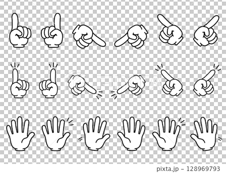 Hand sign illustration material 128969793