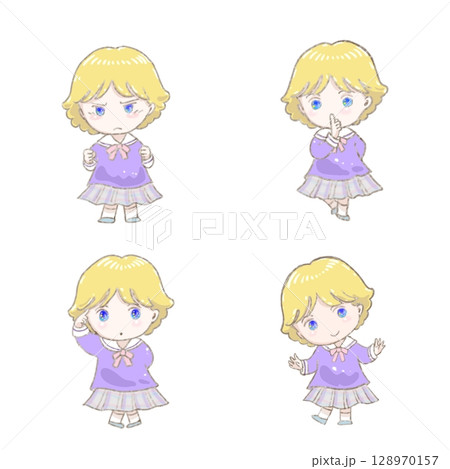 色々なポーズの女の子4体 128970157