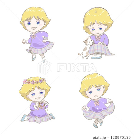 色々なポーズの女の子4体 色々なポーズの女の子4体 128970159