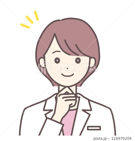 納得する白衣の女性 128970204