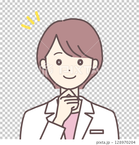 納得する白衣の女性 128970204